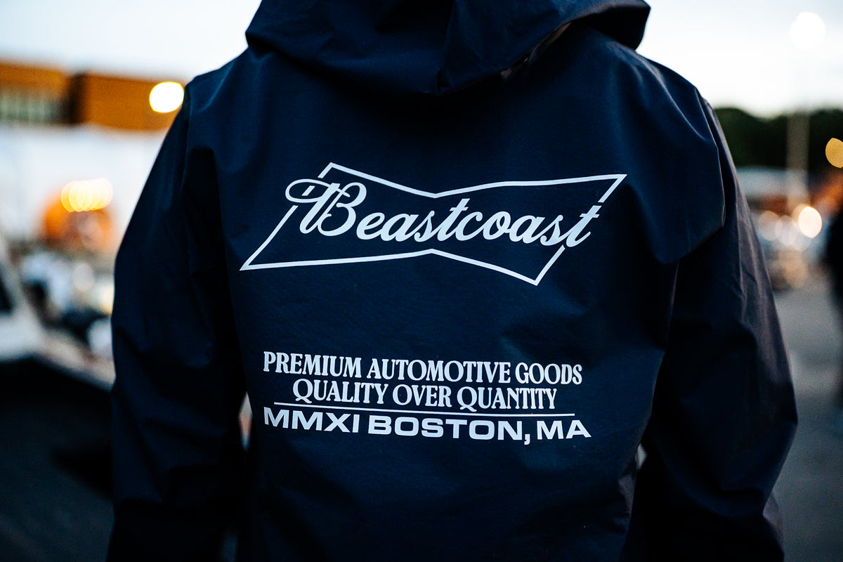 BeastCoast Americana Breaker jacket in navy, back print detail
