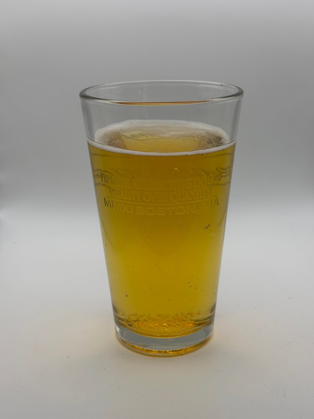 BeastCoast Americana Pint glass with beer, front view