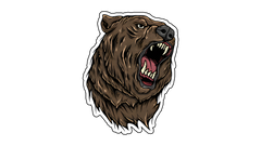 BeastCoast Grizzly Sticker, roaring brown grizzly bear die-cut decal